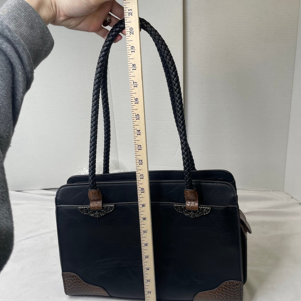 Women's Unbranded Unique Black Shoulder Bag with Brown Accents - Picture 13 of 13